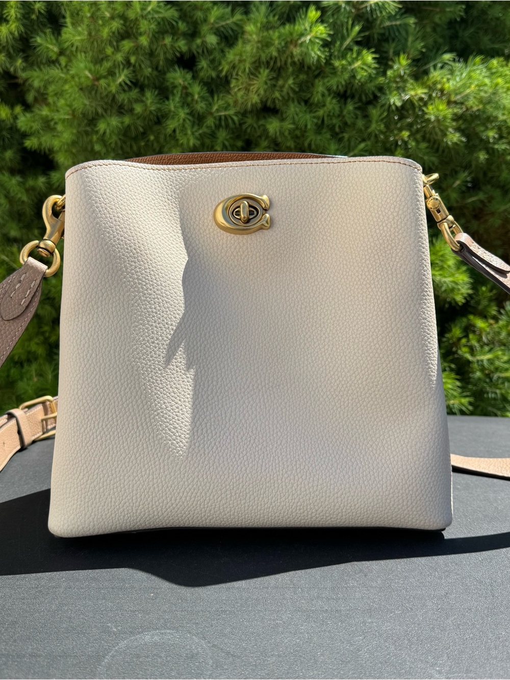 Coach Willow Bucket Bag in Ivory Pebbled Leather